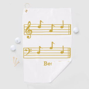 WHITE GOLD MUSIC NOTES BEST DAD EVER TREBLE BASS GOLF TOWEL