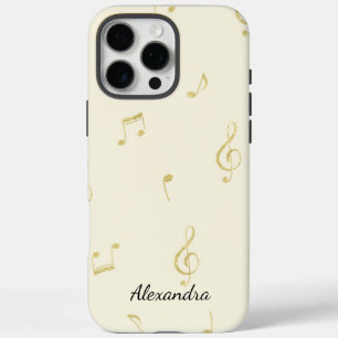 White Gold Music Notes   iPhone 16 Pro Max Case