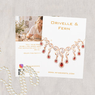 White gold necklace jewellery photo display card