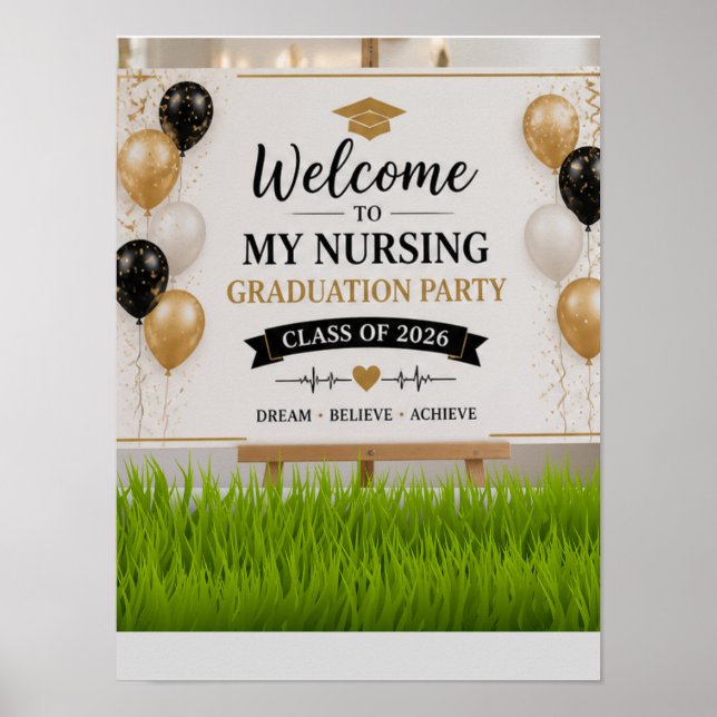 White Gold Nursing Graduation Welcome Sign Class o (Front)