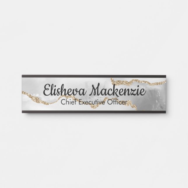 White Gold Office Door Sign Signs  Name Plate (Front)