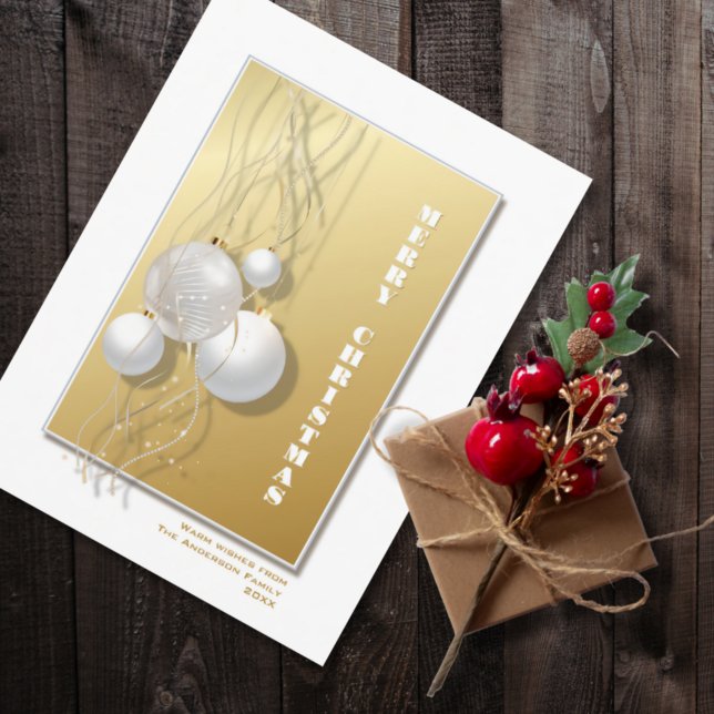 White Gold Ornaments Christmas Postcard (Creator Uploaded)