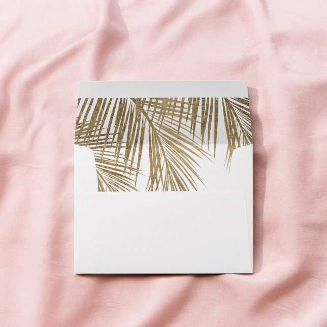 White gold palm tree wedding envelope (White gold palm tree wedding envelope)