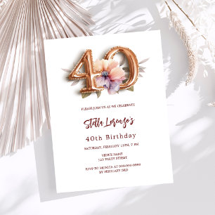White gold peach floral budget 40th birthday