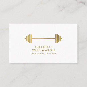 White & Gold Personal Trainer Social Media Business Card