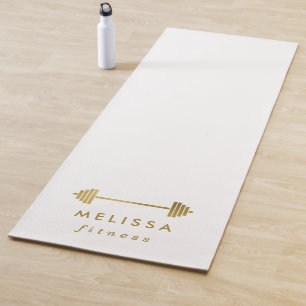 White & Gold Personalised Fitness Brand Yoga Mat