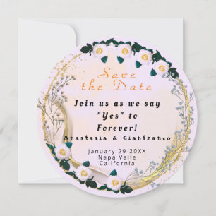 White Gold Personalised Floral Elegant Wedding  Invitation