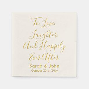 White Gold Personalised Script Wedding Reception  Napkin