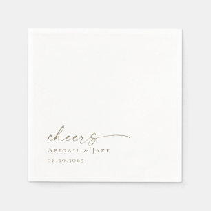 White & Gold Personalised Wedding Napkins