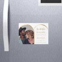 White gold photo arch wedding Save the Date card