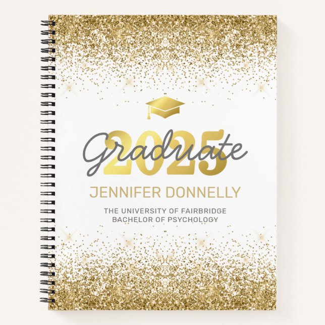 White & Gold Photo Graduation Guest Book (Front)