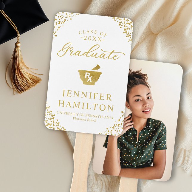 White Gold Photo Pharmacy School Graduation Hand Fan (Creator Uploaded)