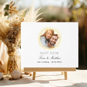 White gold photo sparkles elegant wedding guest book