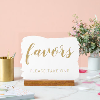 White Gold Please Take One Wedding Favours Acrylic Sign