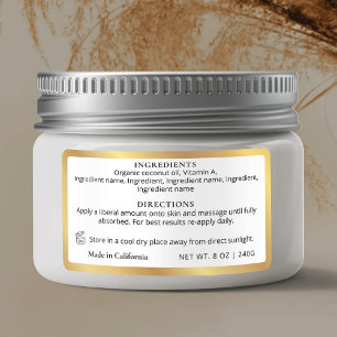 White & Gold Product Ingredients Jar Waterproof