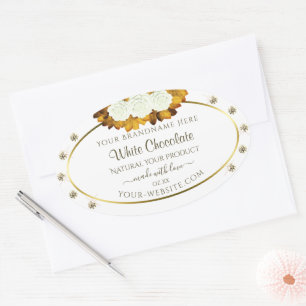 White Gold Product Label Orange Rose Leaves Jewels