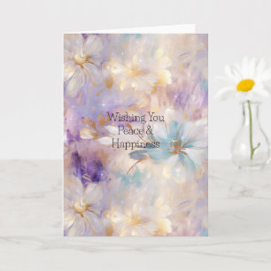White Gold Purple Blue Floral Card