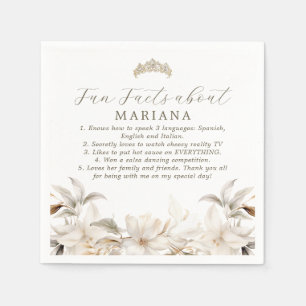 White Gold Quinceañera Party Fun Facts Napkins