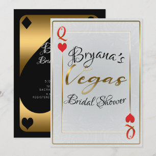 White Gold Red Queen of Hearts Vegas Bridal Shower Invitation