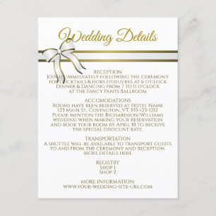White & Gold Ribbon Wedding Details Enclosure