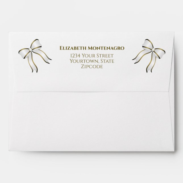 White & Gold Ribbon Wedding Envelope (Back (Top Flap))