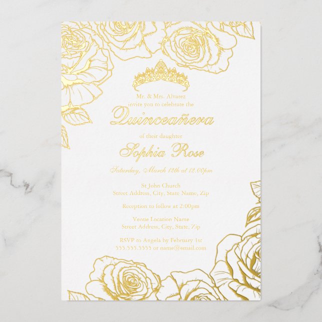White Gold Rose Garden Quinceanera  (Front)