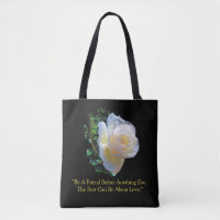 "White Gold Rose" Tote Bag