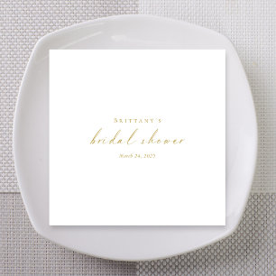 White Gold Script Bridal Shower Napkin