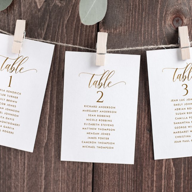 White & Gold, Seating Plan Cards with Guest Names (Creator Uploaded)