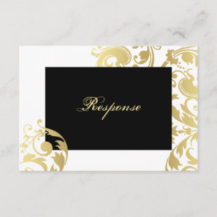 White & Gold Shimmer Floral Wedding Response RSVP