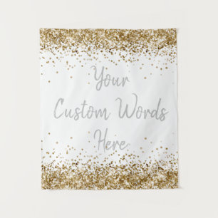 White Gold Silver Backdrop Personalised Photobooth Tapestry