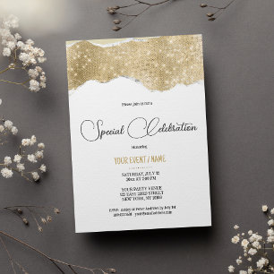 White gold silver glitter luxury Special Event Invitation