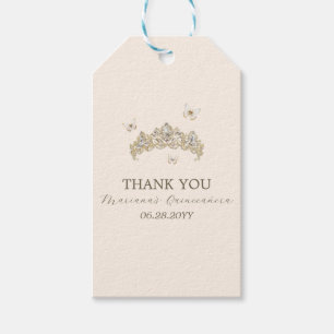 White Gold Silver Winter Florals Quinceañera Gift Tags