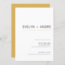 White & Gold Simple Modern Minimalist Wedding
