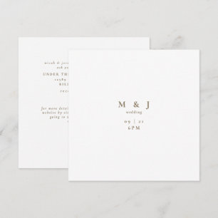 White & Gold Sleek & Simple Modern Square Wedding Invitation