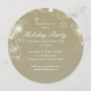 White Gold Snowflake Holiday Winter Party Invitation