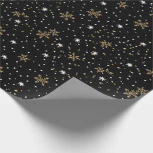 White Gold Snowflakes Christmas Wrapping Paper
