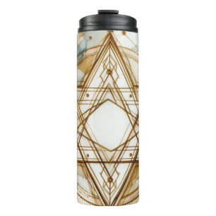 White Gold Star Of David, Alcohol Ink Watercolor Thermal Tumbler
