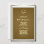 White Gold Star of David Bar Mitzvah Invitation<br><div class="desc">White and gold Star of David Bar Mitzvah invitation template.</div>