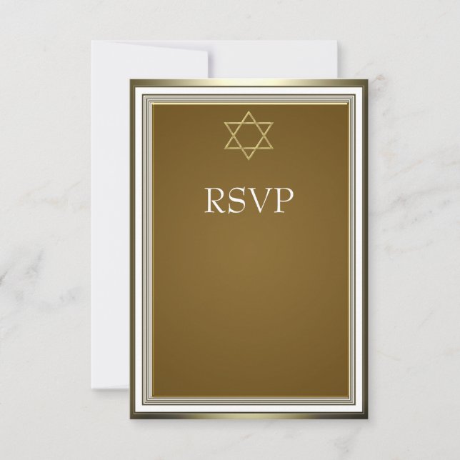 White Gold Star of David Bar Mitzvah RSVP (Front)