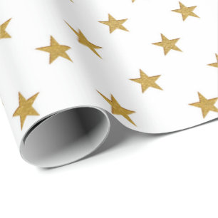 White Gold Stars Confetti Delicate US UK Wrapping Paper