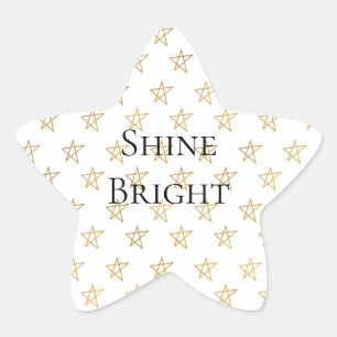 White Gold Stars Shine Bright Star Sticker