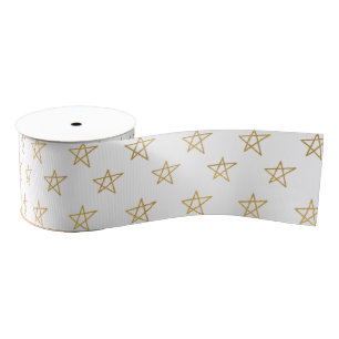 White Gold Stars Shine Bright Tissue Paper Grosgrain Ribbon