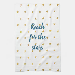 White Gold Stars Tea Towel
