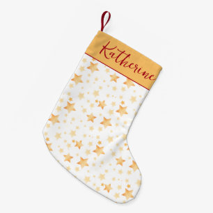 White Gold Stars Trendy Seasonal Pattern Christmas Small Christmas Stocking