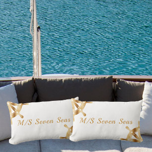 White gold steering wheels yacht boat name lumbar cushion