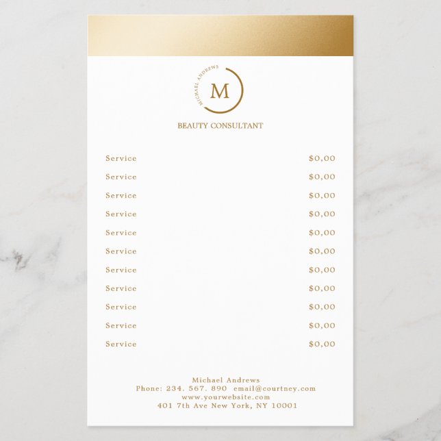White Gold Stripe Monogramm Circle Flyer (Front)