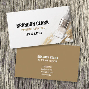 White Gold Sweep Brush Design Painting Services Business Card