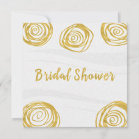 White & Gold Swirl Roses Modern Bridal Shower