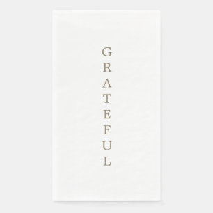 White Gold Text "GRATEFUL" Napkin